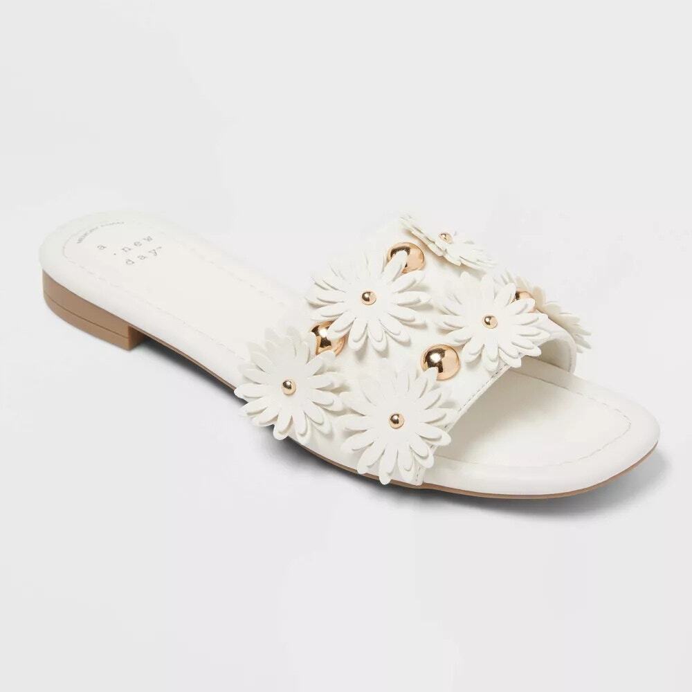 Women's Ziva Sandals with Memory Foam Insole - A New Day - Cream 12